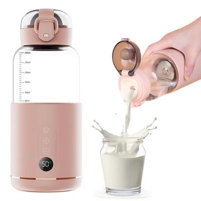 300 ml kabelloser Flaschenwärmer für Milchpulver, tragbar, mit Temperaturanzeige, Milcheinweichwerkzeug für unterwegs, LED-Bildschirm, kompakter Milchwärmer