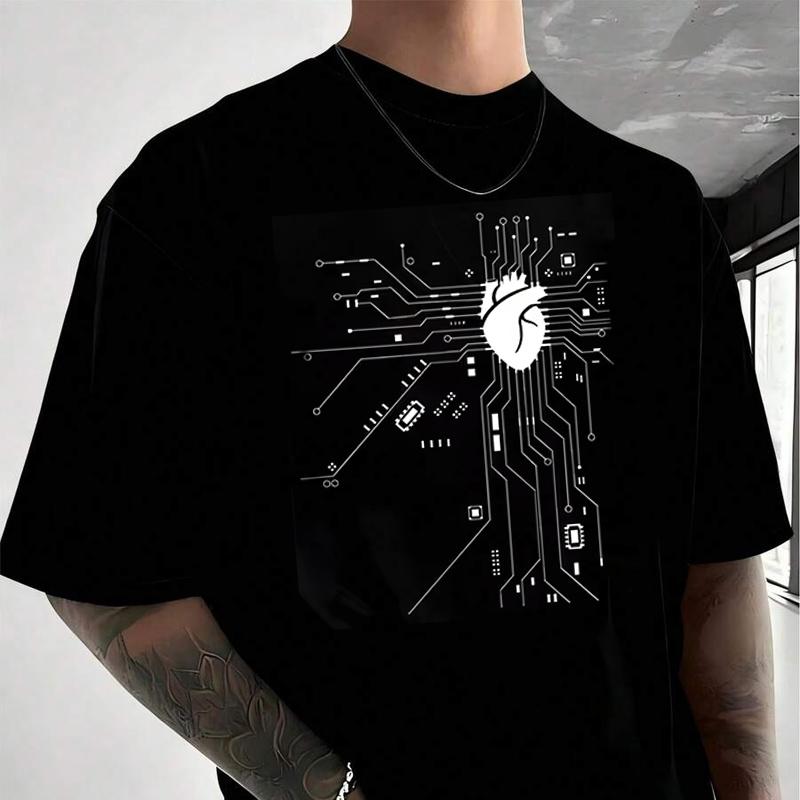 Men's Women Summer 100% Cotton T-shirt CPU Processor Circuit Diagram Loose Short Sleeved Casual