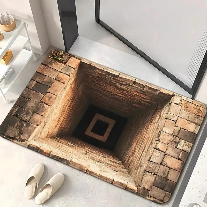 3D Optical Illusion Non-Slip Door Mat Machine Door Entryway Washable Bathroom Bedroom Camping Yoga Durable Floor Mat Laundry