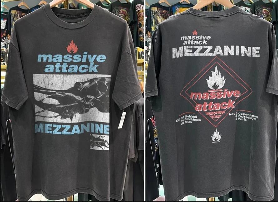 MASSIVE ATTACK MEZZANINE EURO TOUR short sleeve REPRINT Tshirt size S5XL Unisex T-Shirt XXXXL