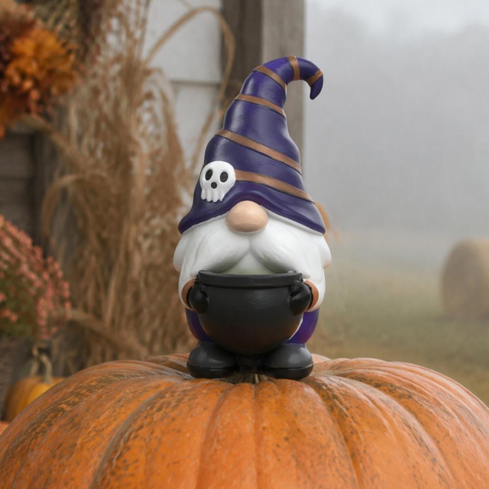 Faceless Dwarf Figurine Halloween Gnome Ornament Resin Figurine Spooky Faceless Elf Sculpture Unique for Home for Friends