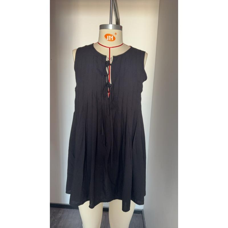 Women's Lace-up Fashionable Short Sleeveless Vacation Dress