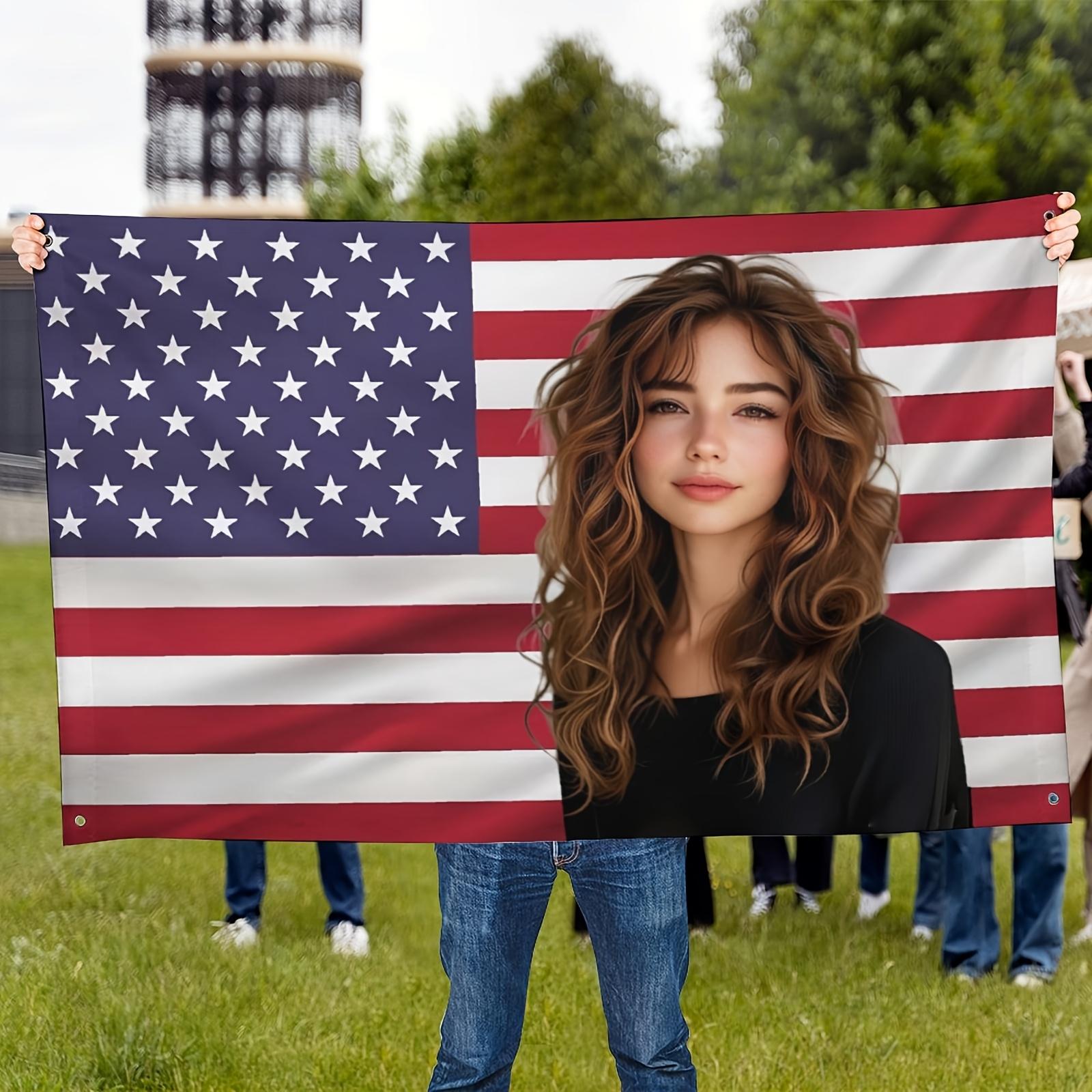 

American Flag Tapestry Banner Funny Photo Flag Wall Decor for Bedroom Living Room Christmas Gift Durable Polyester 74x94cm(29x37in)