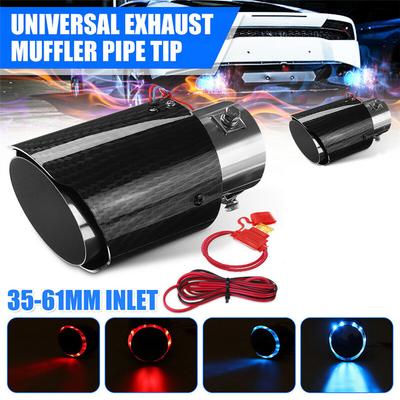 35-61mm Einlass Carbonfaser-Look Auto Auspuff Schalldämpfer Rohrabdeckung mit rotem LED-Licht