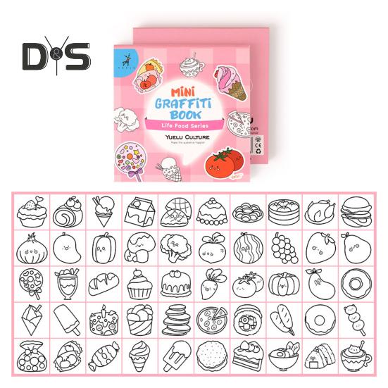 Kids Doodle Book Kids 5 Themes 50 Pictures Stimulate Imagination Portable Mini Graffiti Book with Simple Patterns