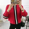 2022 neue Herbst Winter Frauen Pullover Pullover Streifen Kontrast Farbe Fledermaus Ärmel Strick Jumper Lose Kurze Tops Outwear Pull Femm