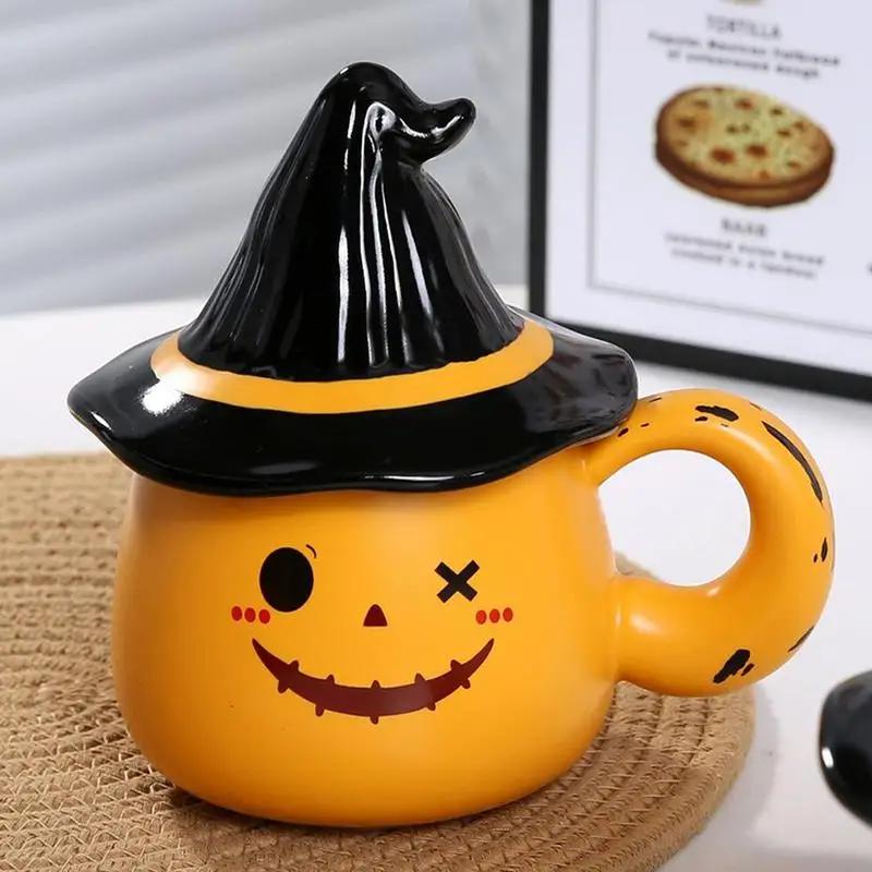 330/480ml Halloween Ghost Elf Mugs 3D Creative Cute Ghost Design with Adorable Pattern Ceramic Coffee Mug with Lid
