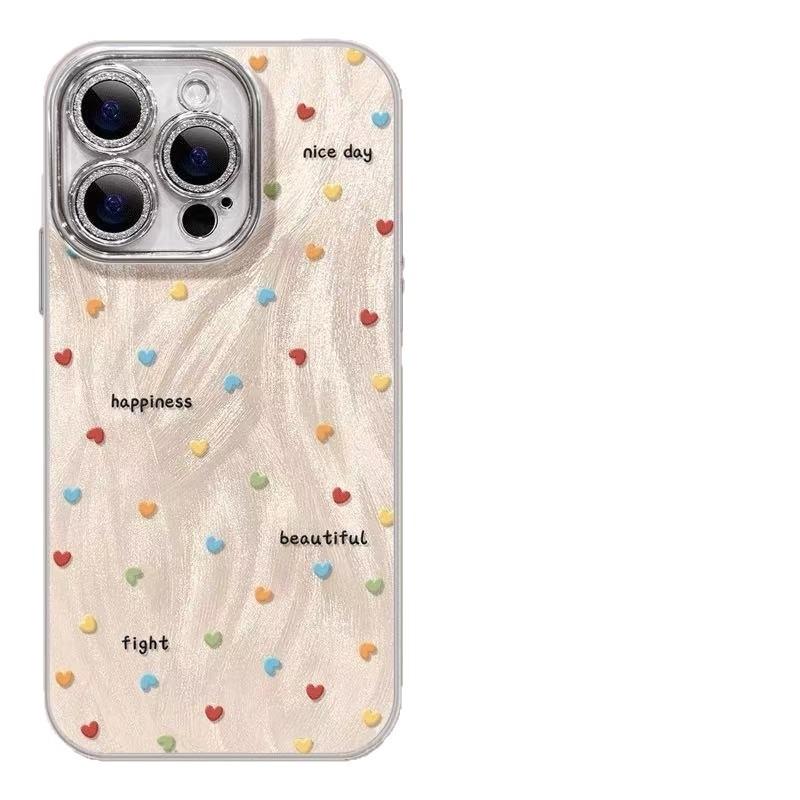 Kolorowe Serca dla Telefonów Komórkowych iPhone 16 Etui na 15 14 Ochrona dla iPhone 13 Zestawy 12 Silikonowe Pełne Pokrowce 11pr