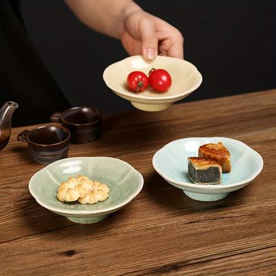 1 Pc Chinese Ceramic Six-piece Tea Plate Set High Quality Borneol Fruit Cake Nut Plate Durable Tray