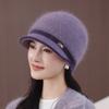 Elegant Beret Women's Autumn and Winter Double-layer Wool Hat Thermal Ear Protection Mother Knitted Hat