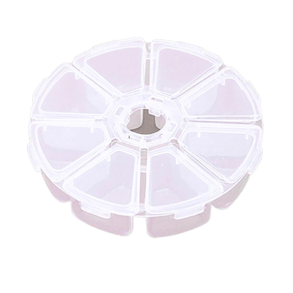 Round Guitar Picks Jewel Fishing Case Storage Medicine Box 8 Grids Container