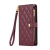 For Samsung Galaxy A16 4G/5G/A26 5G Case Multi Card Slots Zipper Rhombus Leather Phone Cover with Wrist Strap