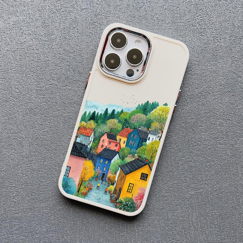 Picturesque Landscape Town Silicone Phone Case For iPhone 16 15 14 Pro Max Plus 11 12 13 Pro Max 7 8 Plus SE2 XS X XR Back Cover