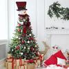 Christmas Snowman Tree Topper Large Plush Snowman Treetop Hugger with Red Black Plaid Top Hat Scarf Xmas Tree Ornament