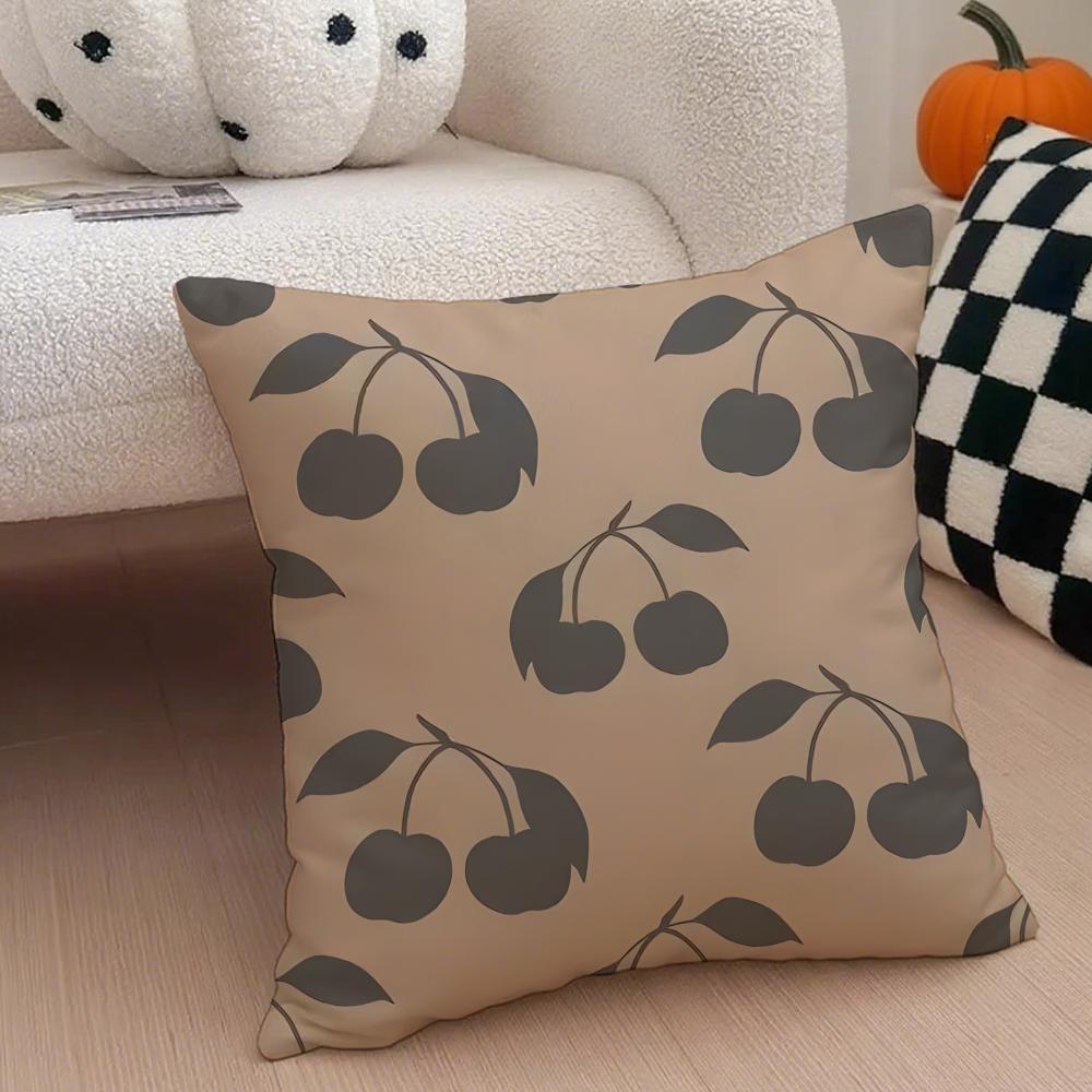 Hand-Painted Cherries Cushion Cover Linen Pillow Case Soft Breathable Protective Couch Room Decoration