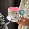 Creative 3D Ice Cream Ceramic Coffee Cup and Saucer Set - Hand-Painted Girlish Gift for Afternoon Tea