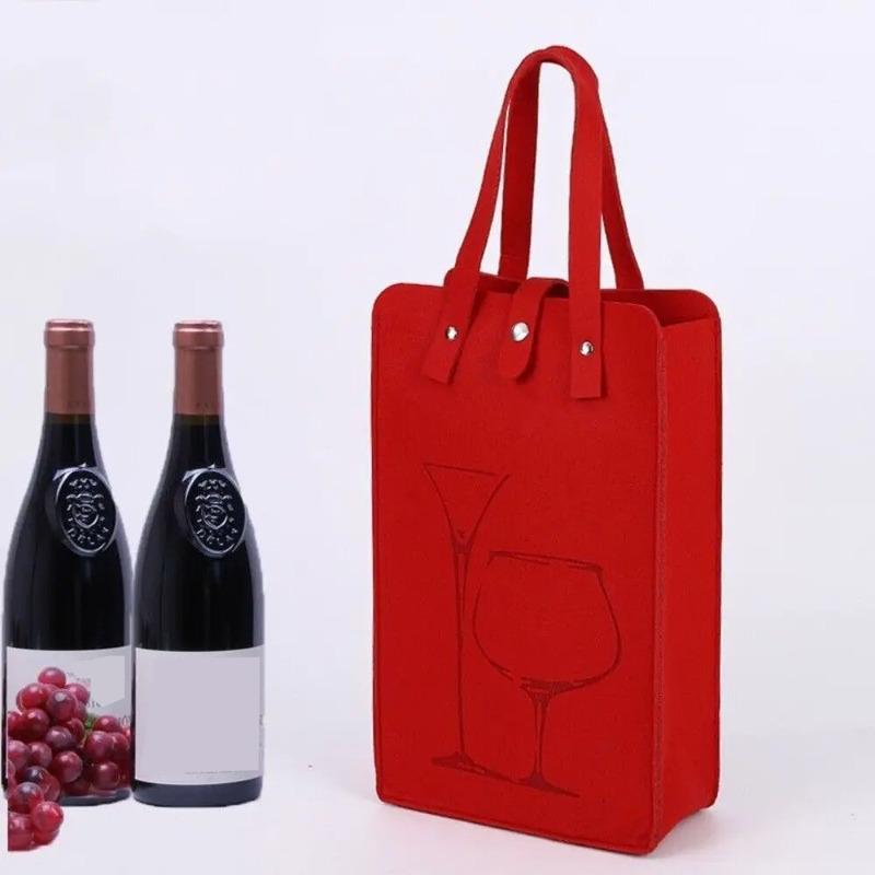 New Felt Red Wine Bag Gift Double Wine Gift Storage Bag Handheld Drink Bag