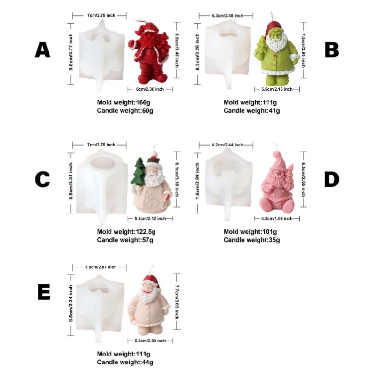 Silicone Molds Ornament Molds Santa Claus Theme Silicone Candle Molds Candle Making Supplies Silicone Texture for Candle