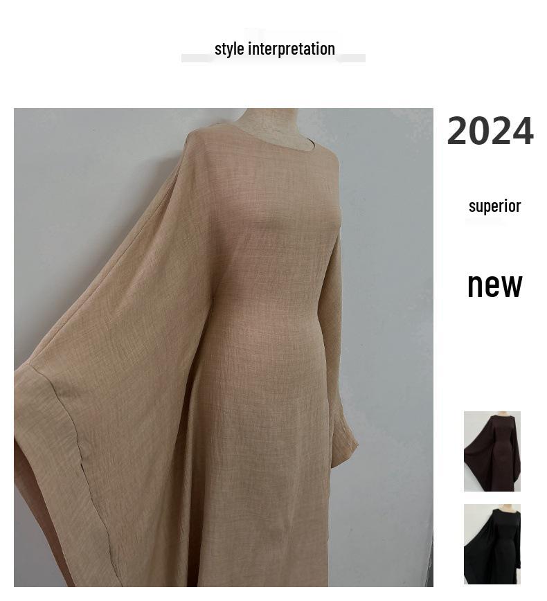Yiduo Duo Waist-Slimming Batwing Sleeve Dress with Belt