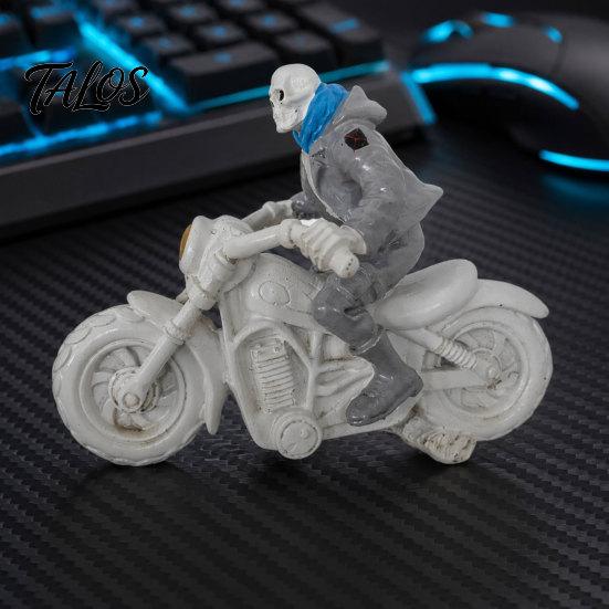 Skeleton Motorcycle Ornament Halloween Ornament, Resin Figurines, Durable Matte Finish Figure Collectible Statue, for Boy Desktops E-Sports Rooms Bars