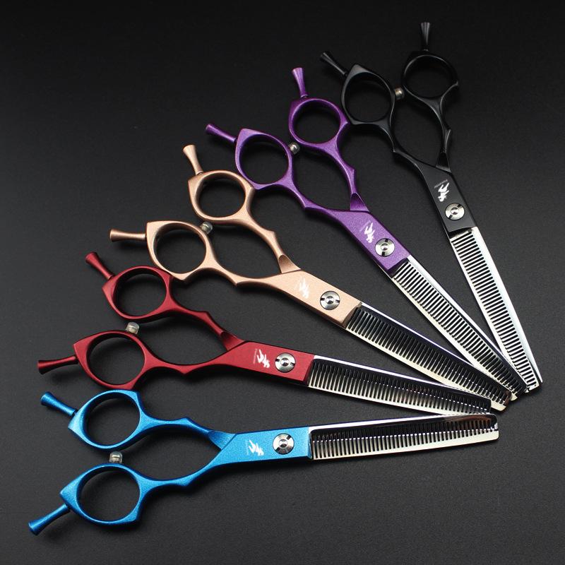 Freelander de 6,5 polegadas, tesoura de beleza para dentes de animais de estimação, tesoura de beleza colorida, tesoura fina, tesoura de dentes densos
