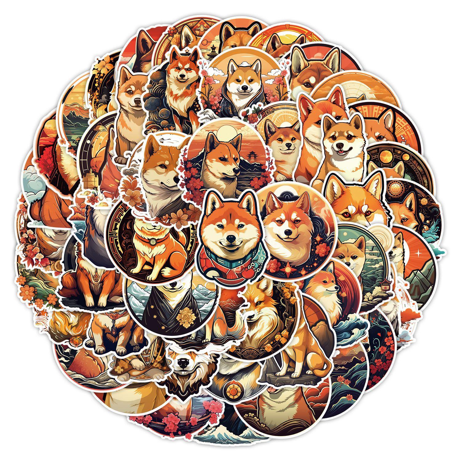 

50 Pieces of Wealth Dog Graffiti Stickers Car Mobile Phone Computer Decoration Stickers Waterproof Creative Notebook Hand Note Stickers