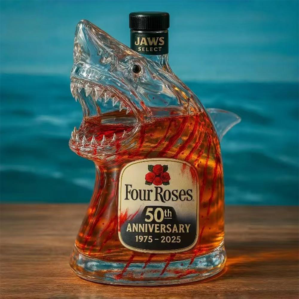 320ml Shark Statue Wine Bottle, Decanter Decoration For Bar,Office,Home Whiskey Bottle 3D Engraved Whiskey Glasses Theme Statue