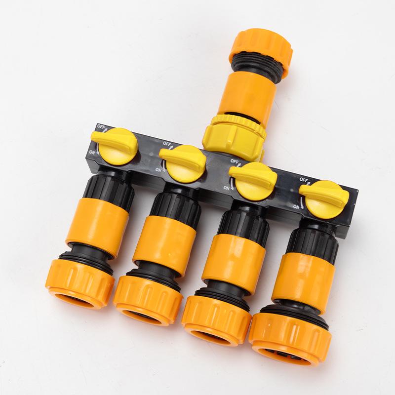 Garden Hose 4-Way Water Splitter with Switch Valve Connector