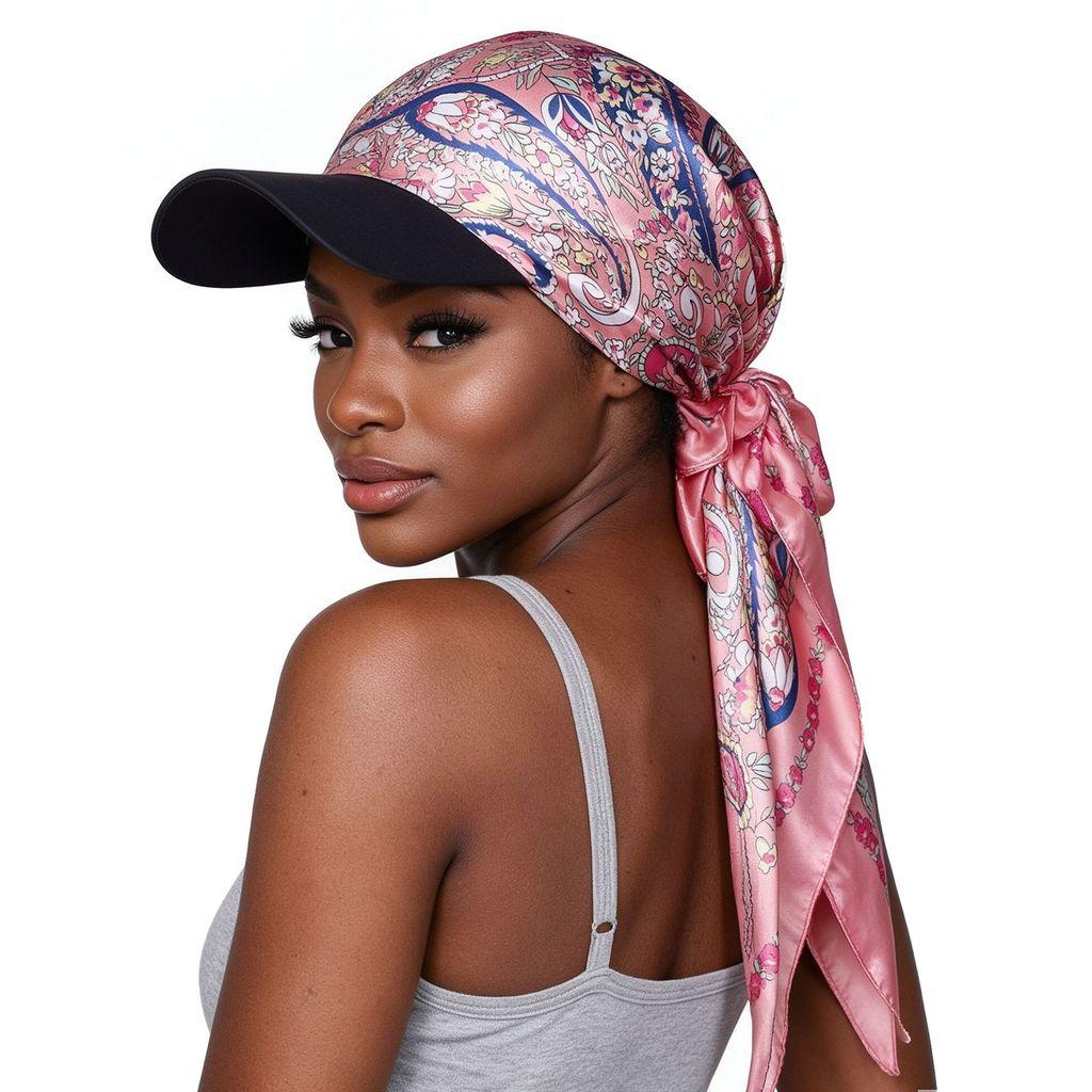 Fashion Print Silk Scarf Headwear With Sun Protection For Outdoor Activities