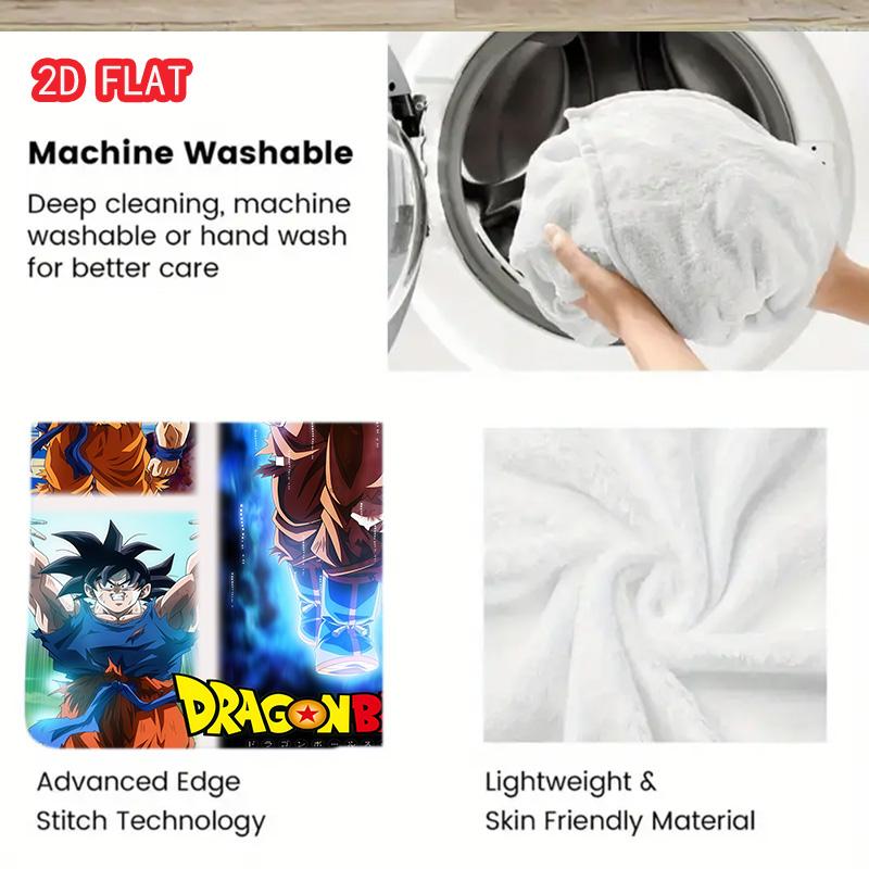 Dragon Ball Practical Daily Blanket Warm Flannel Lightweight Blanket for Home Office THW