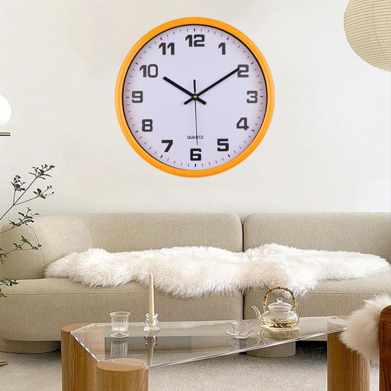 

Бесшумные настенные часы, креативные модные кварцевые часы, простые часы, часы для гостиной, спальни, современные настенные часы для дома Yellow frame white background