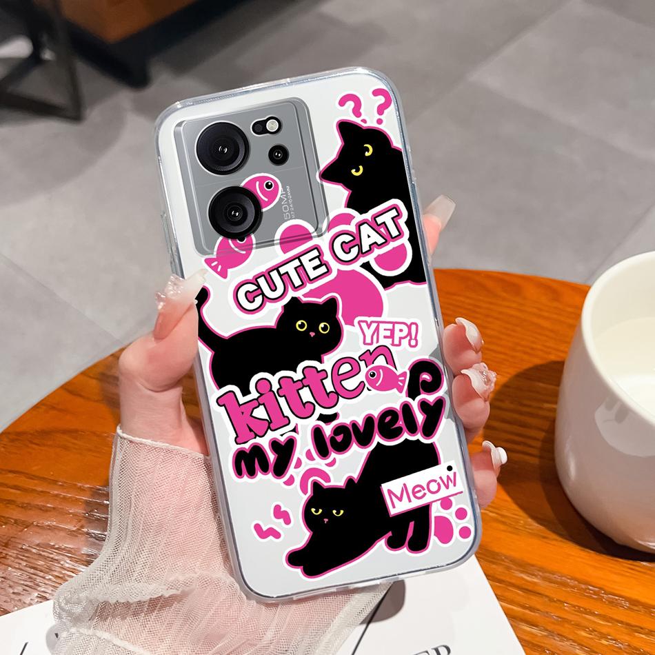 Clear Case For Xiaomi 13T Pro Soft TPU Silicone Cute Cartoon Back Cover For Xiaomi 13 T 13TPro Anti Drop Lightweight Phone Cases