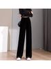 Women's Gold Velvet Wide-Leg Pants - Autumn/Winter 2025 High-Waisted, Plus Size, Elegant Drape Style