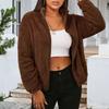 Women's Fashion Winter Warm Comfortable Windbreakers Lady Long Sleeve Lapel Fleece Plush Jacket Coat