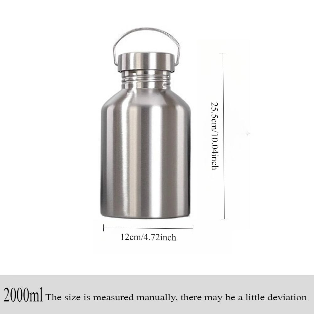 Bottiglia d'Acqua Sportiva di Alta Qualità da 2000ML ad Alta Capacità Termos Non Isolato Tazza da Viaggio in Acciaio Inossidabile Bollitore Portatile da Esterno