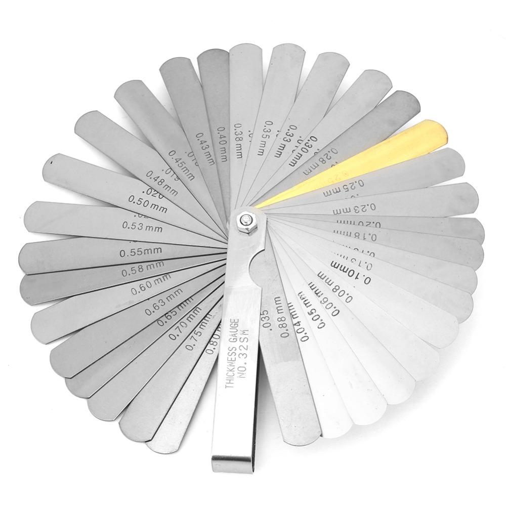 2pcs Stainless Steel Valve Thickness Gauge 32 Blades Gap Measurement Tool Valve Adjustment