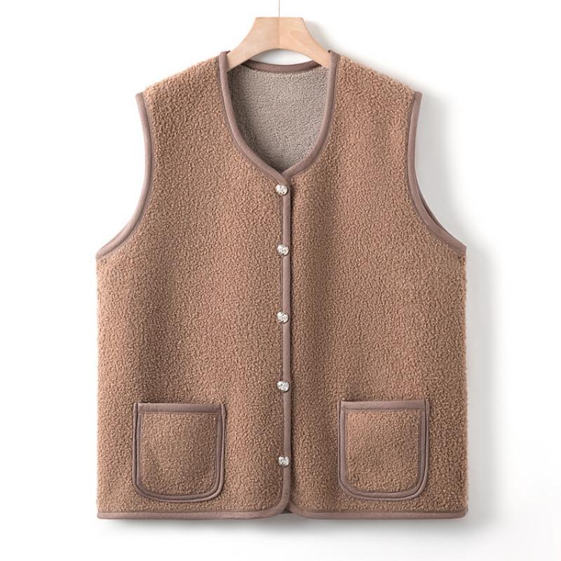 Autumn and Winter New Mother's Casual Vest, Women's Versatile Velvet Vest, Middle-aged and Elderly Grandma's Back