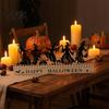 Reusable Holiday Ornaments Halloween Wooden Countdown Calendar, Dancing Witch 31 Day Timer with Silhouette Sliding Pumpkin, Spooky Tabletop Decor for