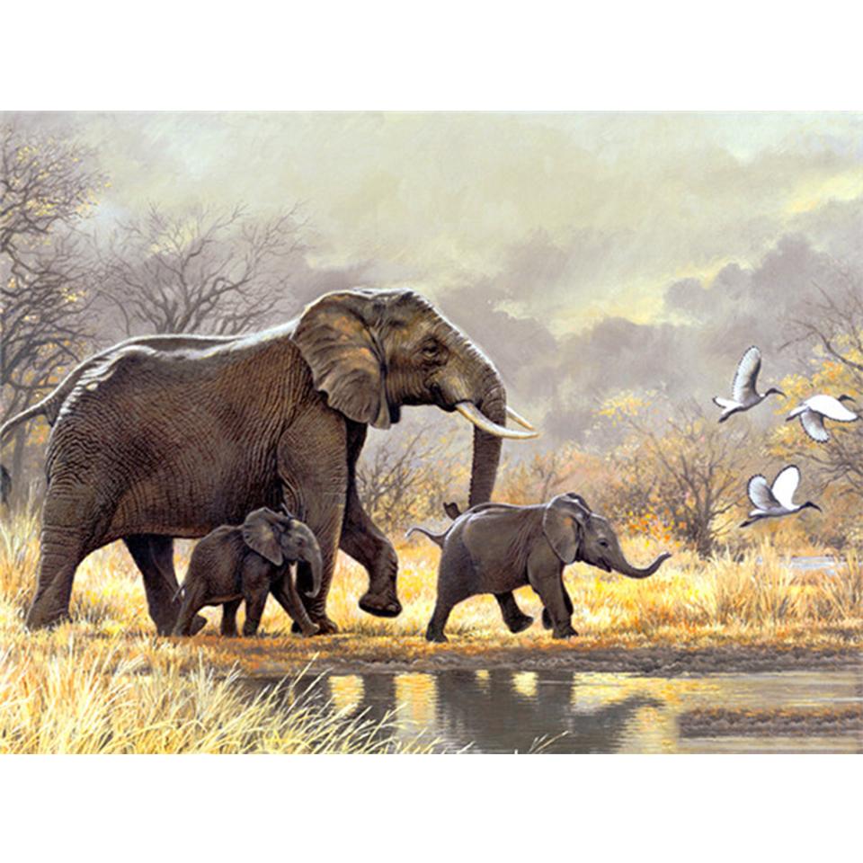 5D DIY-diamantmålning Djurelefant Strasskonstbild Full diamantbroderigåva Inlagd mosaik Heminredningssats