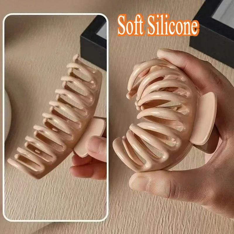 New Silicone Material Hair Claw Clip Crab Barrette Girls Ponytail Hair Claws Bath Clip Fashion Hair Accessories Headwear