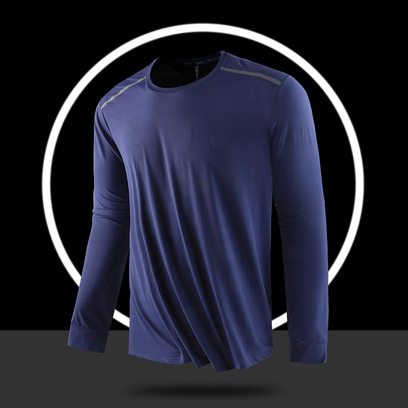 Ice Silk Long Sleeved Quick Drying Clothes, Sports and Leisure Round Neck Thin Summer Outdoor T-shirt