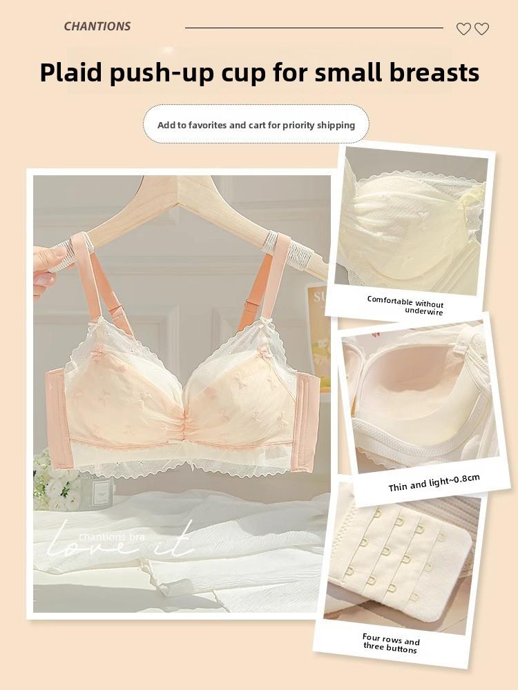 Sexy Lace Wireless Shaping Bra, Push-Up Lift Side Gathering Anti-Sag Bra for Small Bust Women