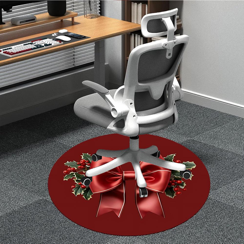 1pc Christmas Bow Chair Carpet for Office Non Slip, Lightweight, Machine Washable Rug for Office Holiday Decor