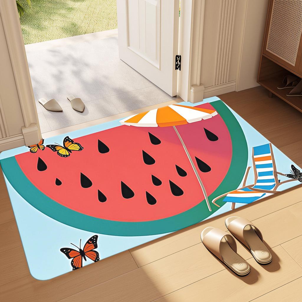 

Fresh and Cool Watermelon Summer Anti-Slip Floor Mat, for Use in Living Room, Bedroom and Kitchen as Carpet Decor 40cmx60cm