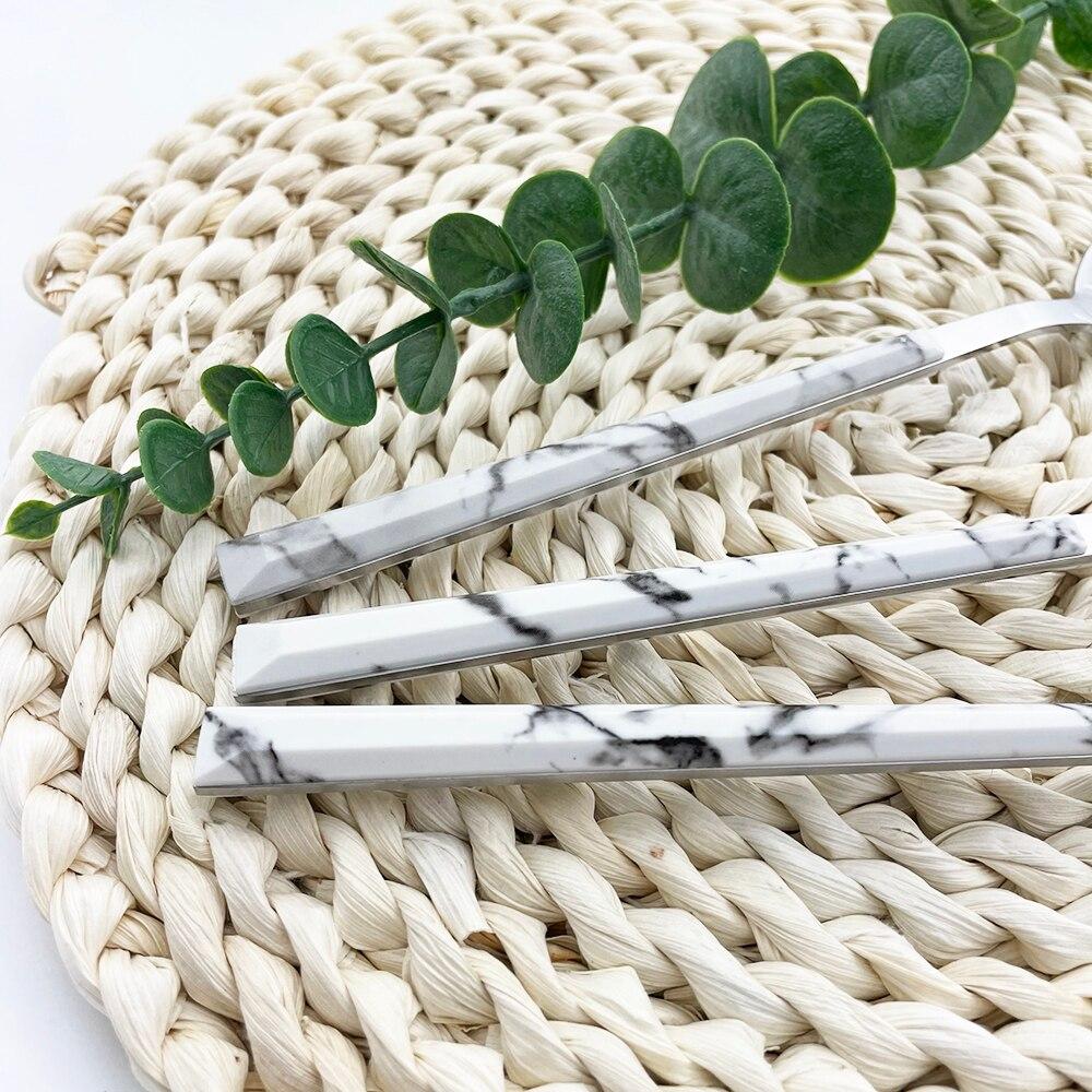 4/16 stücke Geschirr Splitter Edelstahl Set Messer Gabel Löffel Marmor Textur Home Küche Besteck Besteck Geschirr Set