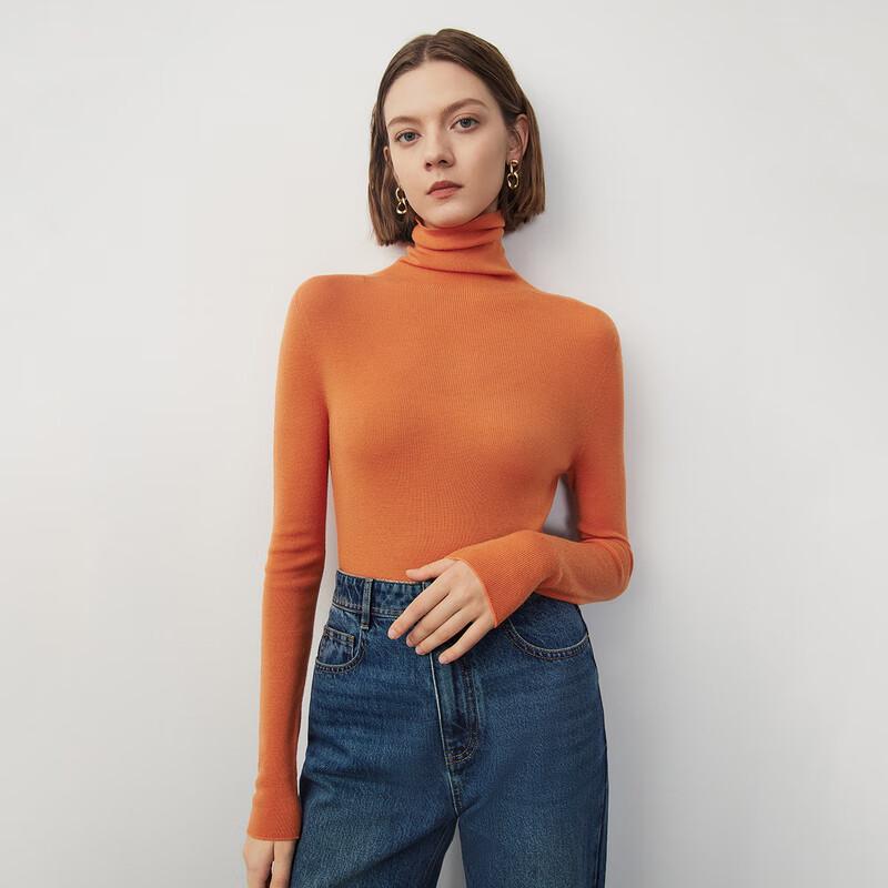 LANCY Pure Wool High-Neck Knit Sweater