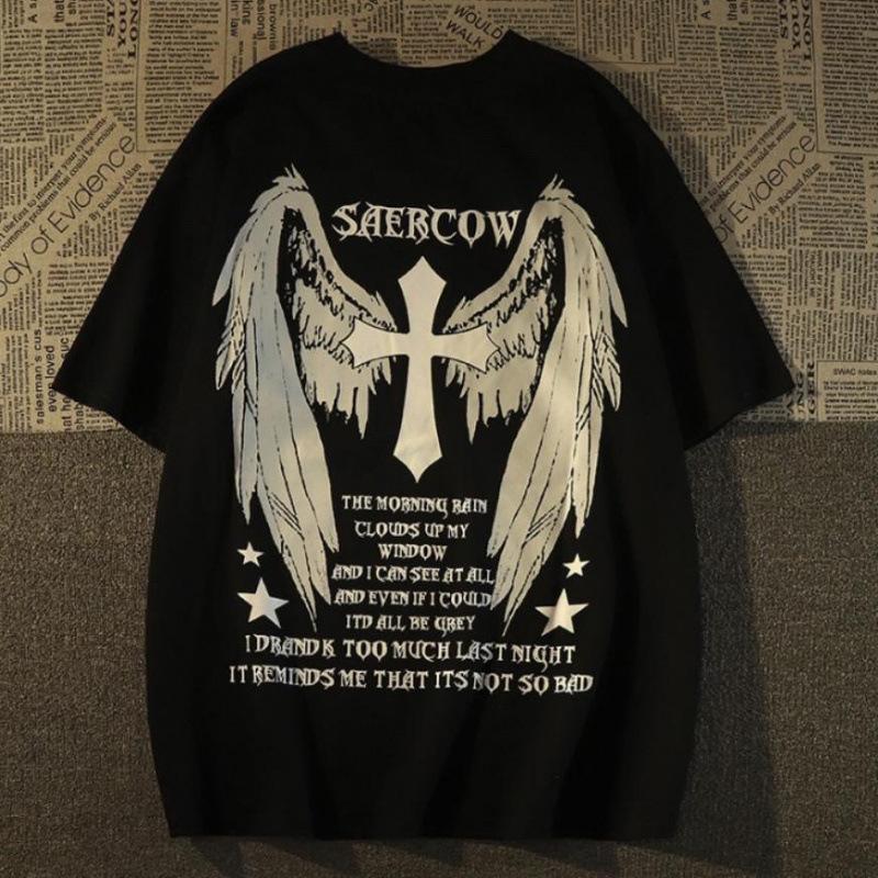 

New Trendy Printed Short Sleeved T-shirt for Men Fashionable Versatile Casual Trendy Commuting 3XL чёрный