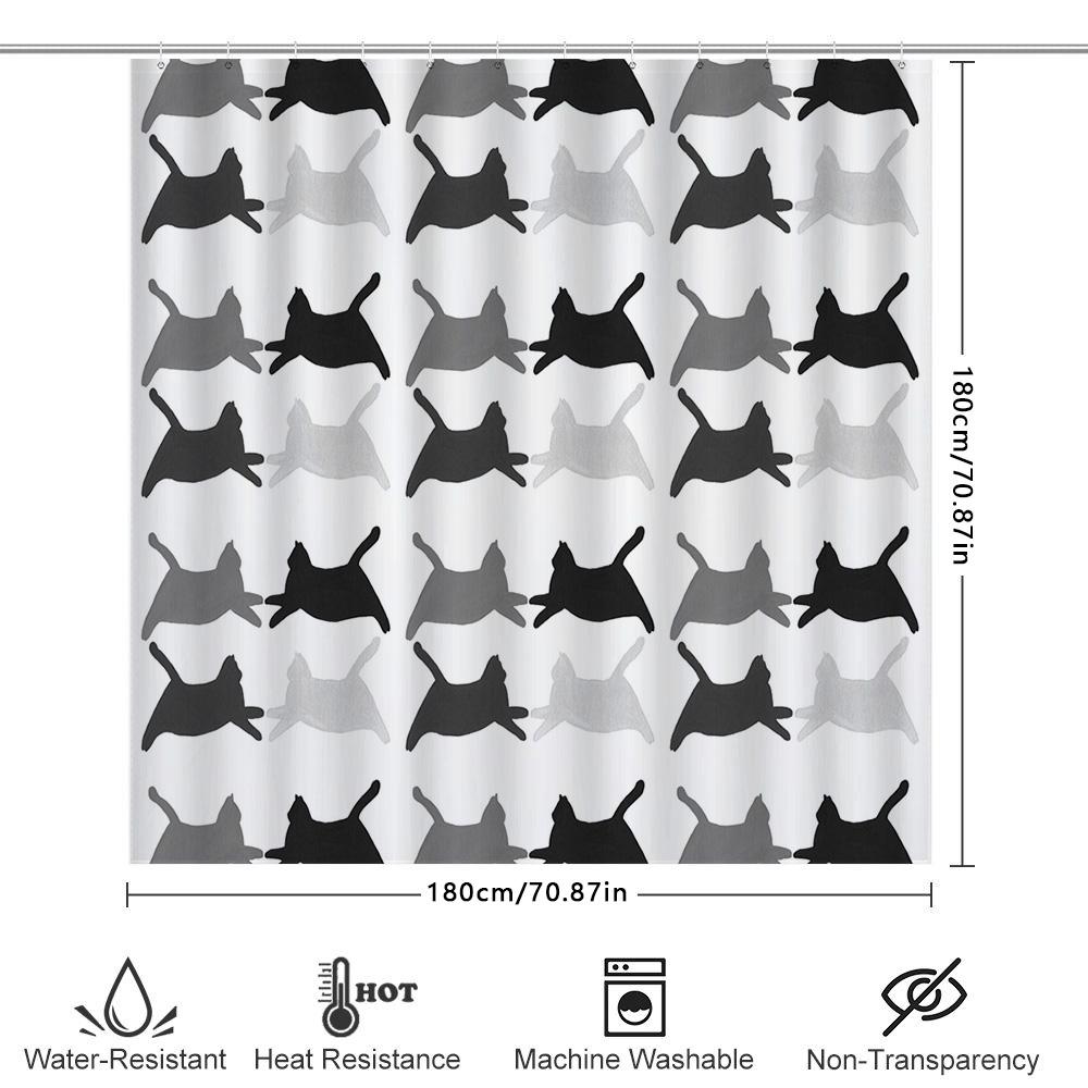 Cat Shower Curtain Print Design Polyester Waterproof Bath Mat Decorative Home Accessories