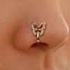 1pcs Imitation Nose Ring Suitable For Women Brass Embedded Zirconia Butterfly U Shaped Nose Stud No Hole Piercing Jewelry