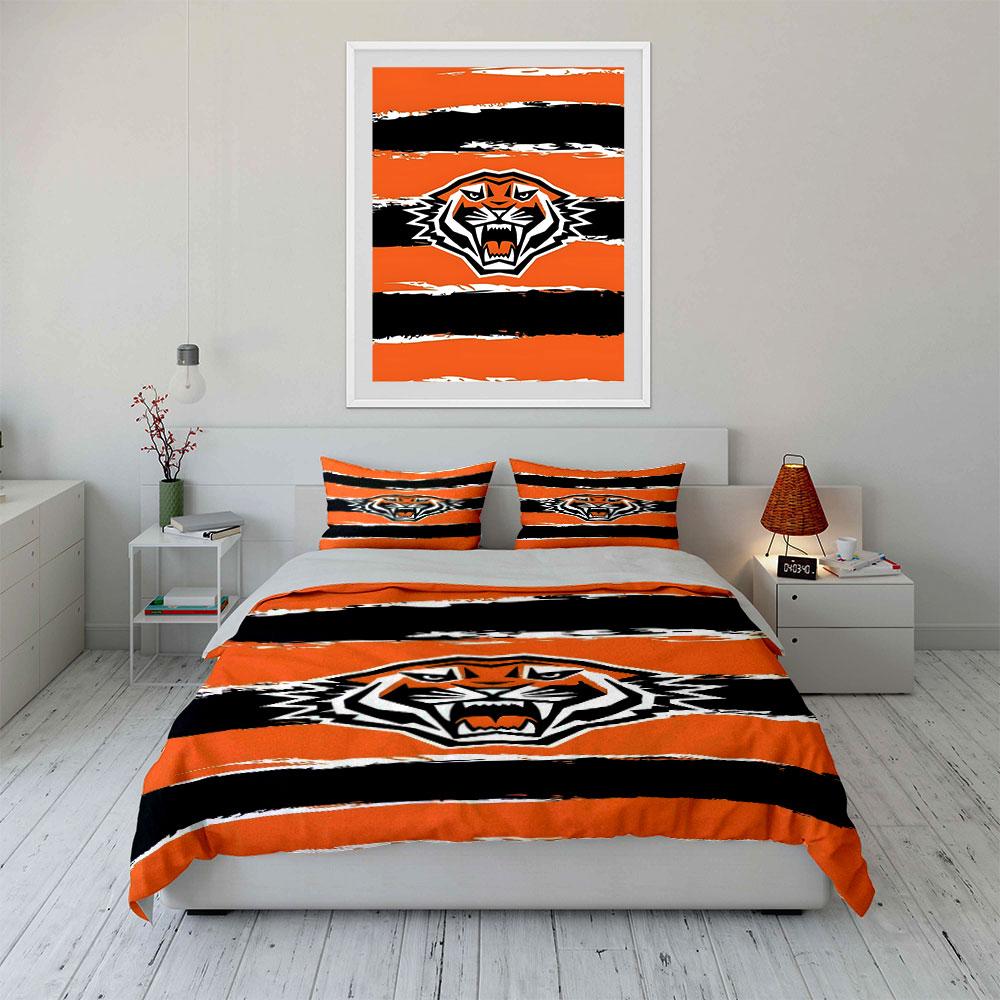 Fierce Tiger Striped Design Bedding Print Bedding Set Duvet Cover Pillowcases (1* Duvet Cover 2* Pillowcases Do Not Include Comforter)